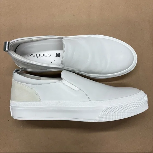 J Slides GIA, White Leather Shoes, J Slides Slip Ons Size 10 NWOT - Picture 13 of 16